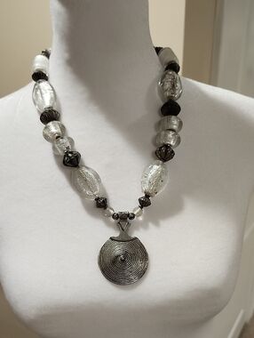 Glass Bead/Pewter Statement Necklace